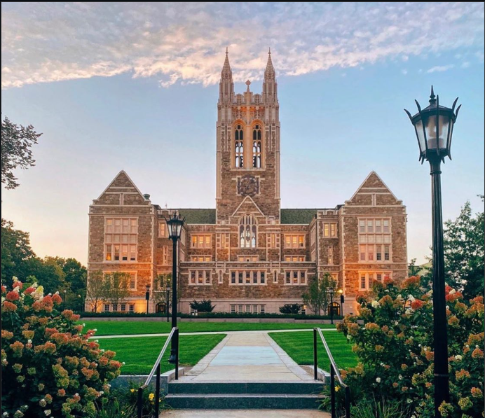 Boston College campus sunset